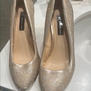 INC International Concepts Shimmering Gold Studded Heels